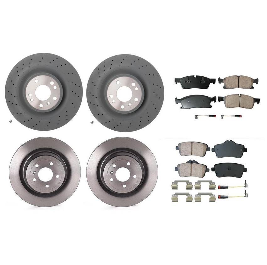 Mercedes Disc Brake Pad and Rotor Kit - Front and Rear (350mm/330mm) (Ceramic) (EURO) 1664230600 - Akebono Euro Ultra-Premium 4122639KIT